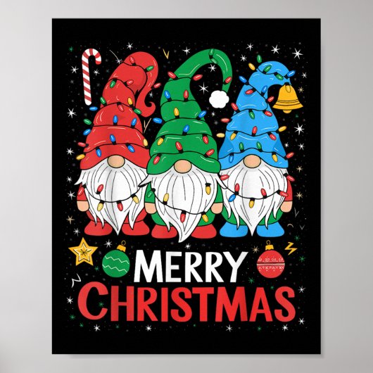 Gnomes Frohe Weihnachtslicht Familie Gnome Xmas Ma Poster (Vorne)
