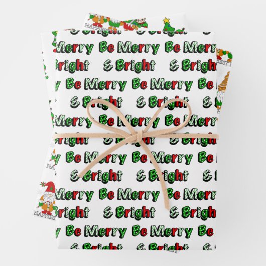 Gnomes, Fröhliche und helle Elfen und Weihnachtsel Geschenkpapier Set (Beispiel)