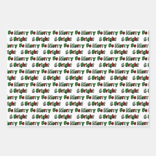 Gnomes, Fröhliche und helle Elfen und Weihnachtsel Geschenkpapier Set (Vorderseite)