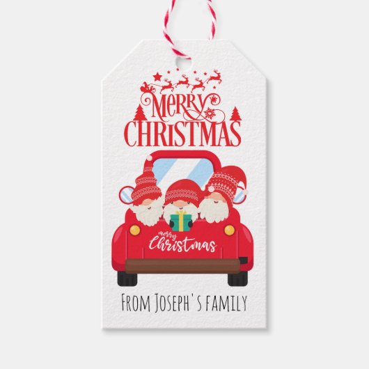 Gnomes fröhliche Weihnachten Geschenkanhänger (Vorderseite)