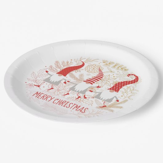 Gnomes Frory Christmas Party Pappteller (Schrägansicht)