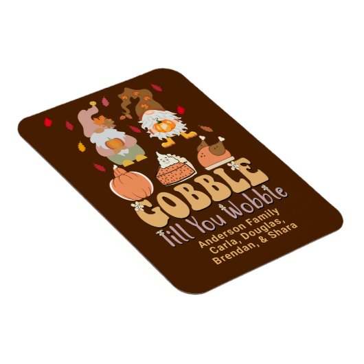 Gnomes Gobble Quote Erntedank Familiennamen Magnet (Rechte Seite)