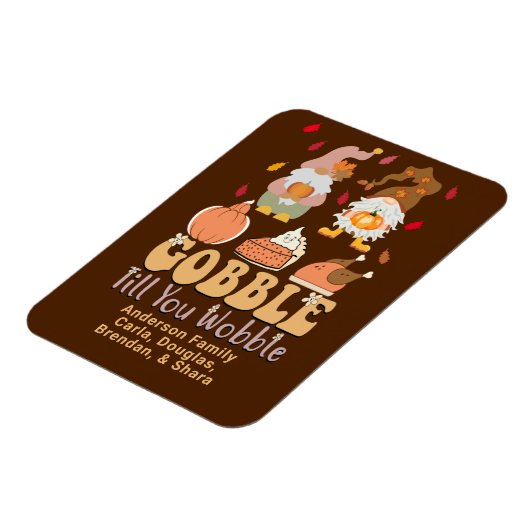 Gnomes Gobble Quote Erntedank Familiennamen Magnet (Linke Seite)