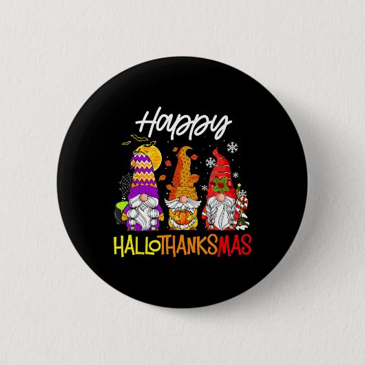Gnomes Hallothanksmas Halloween Erntedank Chris Button (Vorderseite)