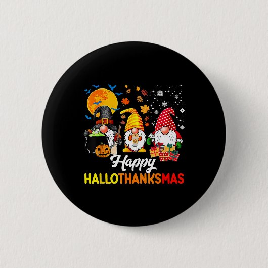 Gnomes Halloween Erntedank Weihnachtsfeier Hall Button (Vorderseite)