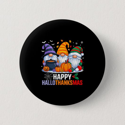 Gnomes Halloween Erntedank Weihnachtsfeier Hall Button (Vorderseite)