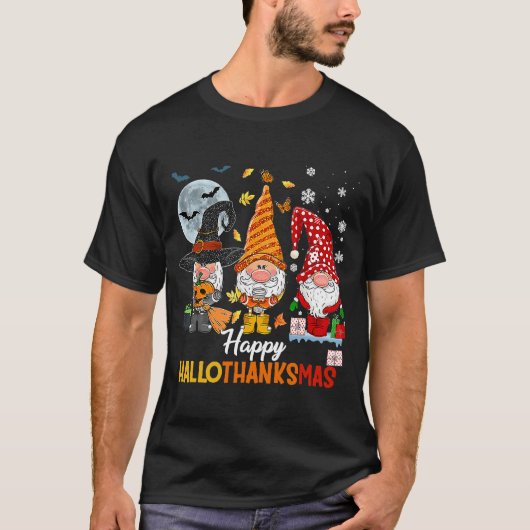Gnomes Halloween Frohe Weihnachtsfeier HalloDankes T-Shirt (Vorderseite)