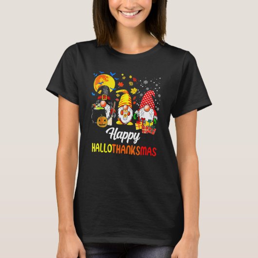 Gnomes  Halloween Merry Christmas Happy Hallothank T-Shirt (Vorderseite)
