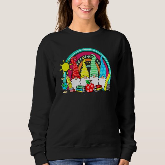Gnomes Happy First Day Teachers Student Back To Sc Sweatshirt (Vorderseite)
