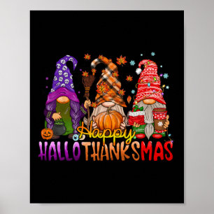 Gnomes Happy Hallothanksmas Halloween-Erntedank Poster