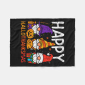 Gnomes Happy Hallothanksmas Halloween Thanksgiving Fleecedecke (Vorderseite (Horizontal))