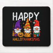 Gnomes Happy Hallothanksmas Halloween Thanksgiving Mousepad (Vorne)