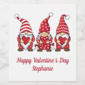 Gnomes Happy Valentine's Day personalisiert Weinetikett (Einzelnes Label)