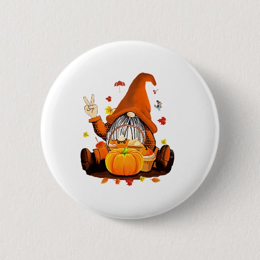 Gnomes Herbst Niedlicher Halloween Erntedank Lon Button (Vorderseite)