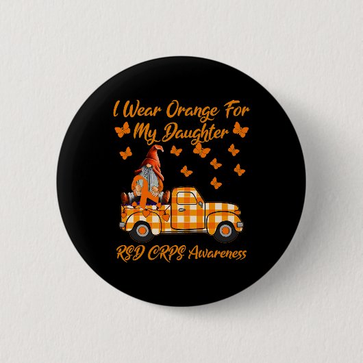 Gnomes ich Orange für meine Tochter RSD CRPS Awar Button (Vorderseite)