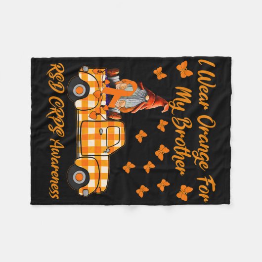 Gnomes Ich trage Orange für meine Bruder Rsd Crps Fleecedecke (Vorderseite (Horizontal))