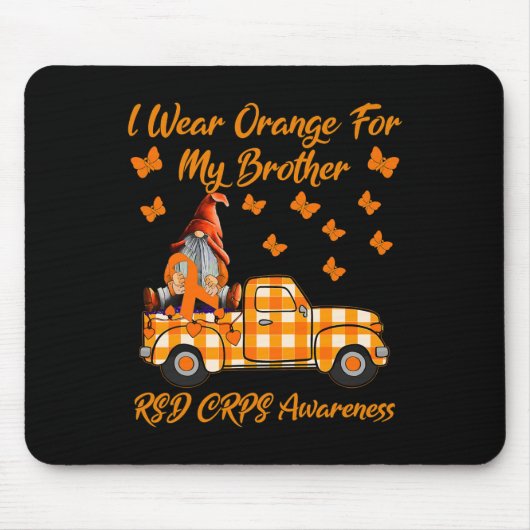 Gnomes Ich trage Orange für meine Bruder Rsd Crps  Mousepad (Vorne)