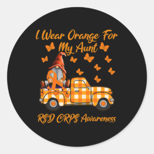 Gnomes Ich trage Orange für meine Tante Rsd Crps A Runder Aufkleber