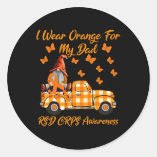 Gnomes Ich trage Orange für meinen Vater Rsd Crps  Runder Aufkleber