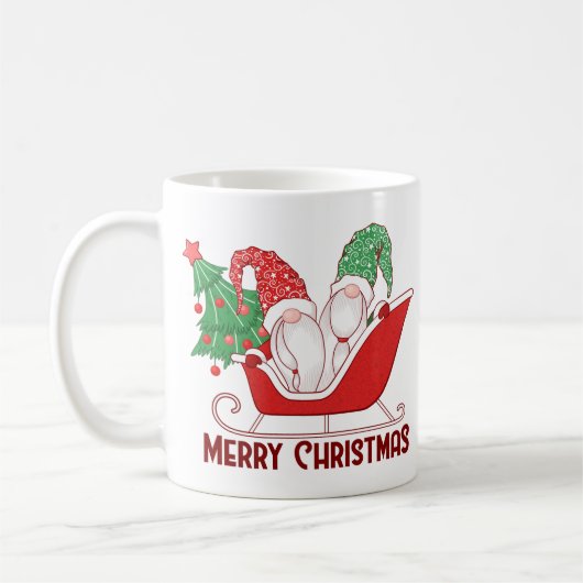Gnomes in a Sleigh Merry Christmas Kaffeetasse (Links)