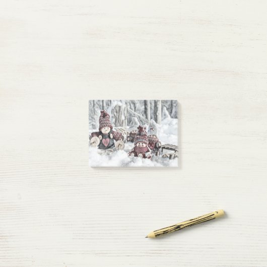 Gnomes in einer Winterlandschaft Hinweise Post-it Klebezettel (Auf Schreibtisch)