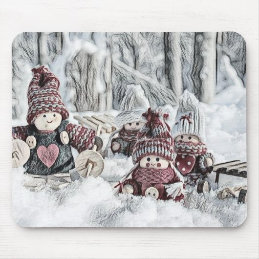 Gnomes in einer Winterlandschaft Mouse Pad Mousepad (Vorne)