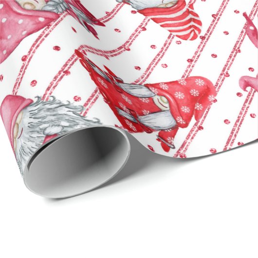 Gnomes in Weihnachtsrot Geschenkpapier (Rolleneckpunkt)