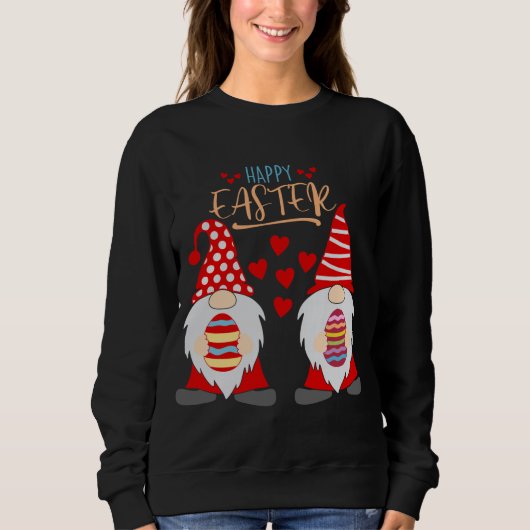Gnomes Jagd Eier Happy Ostertag Sweatshirt (Vorderseite)
