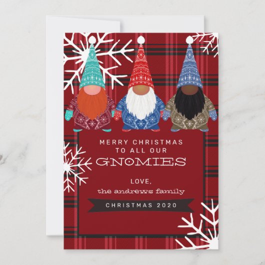 Gnomes Kariert Snowflake Illustration Weihnachten Einladung (Vorderseite)