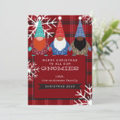 Gnomes Kariert Snowflake Illustration Weihnachten Einladung (Stehend Vorderseite)