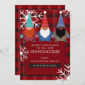 Gnomes Kariert Snowflake Illustration Weihnachten Einladung (Vorne/Hinten)