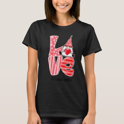 Gnomes Love Heart Teacher Squad Valentines Day Tea T-Shirt (Vorderseite)
