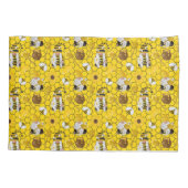 Gnomes Making Honey Yellow Floral Honey Bees Kissenbezug (Rückseite)