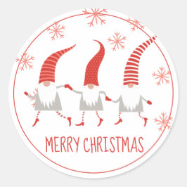 Gnomes Merry Christmas Runder Aufkleber