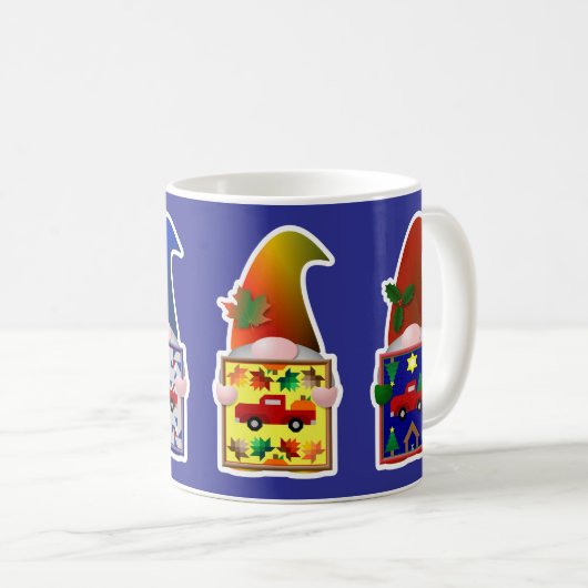 Gnomes mit vier Stallquilts der Saison Kaffeetasse (VorderseiteRechts)
