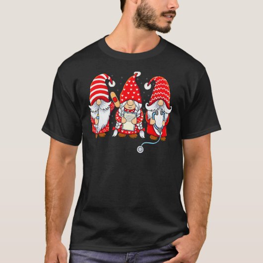 Gnomes Nurse Valentine Day Stethoscope Valentines  T-Shirt (Vorderseite)