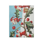Gnomes painting holly berries in the snow notizblock (Rotiert)