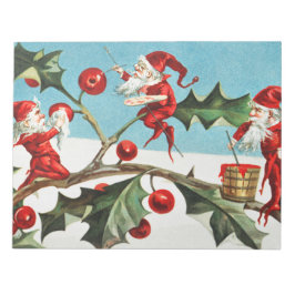 Gnomes painting holly berries in the snow notizblock