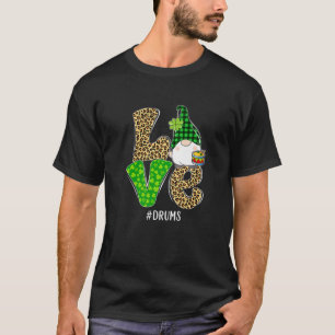 Gnomes Patrick's Day Liebe Drums Leopard Karierte T-Shirt