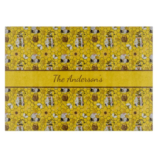 Gnomes Personalisiert Gelbe Sonnenblumen Bienen Ho Schneidebrett (Vorderseite)