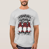 Gnomes Plaid Christmas Wonderful Time Holiday T-Shirt (Vorderseite)