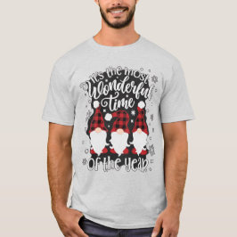 Gnomes Plaid Christmas Wonderful Time Holiday T-Shirt