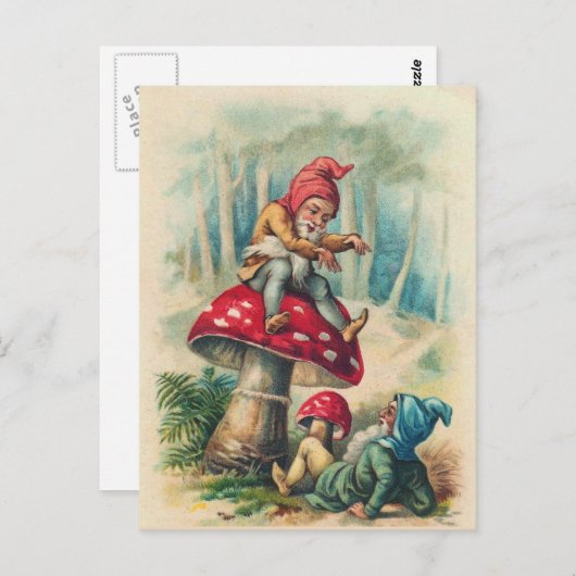 "Gnomes Playing on a Toadstool" Postkarte (Vorne/Hinten)