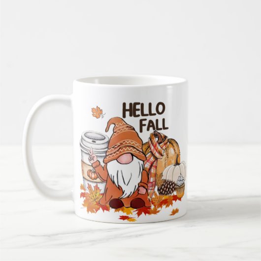 Gnomes & Pumpkin Spice Latte Hallo Fall Kaffeetasse (Links)