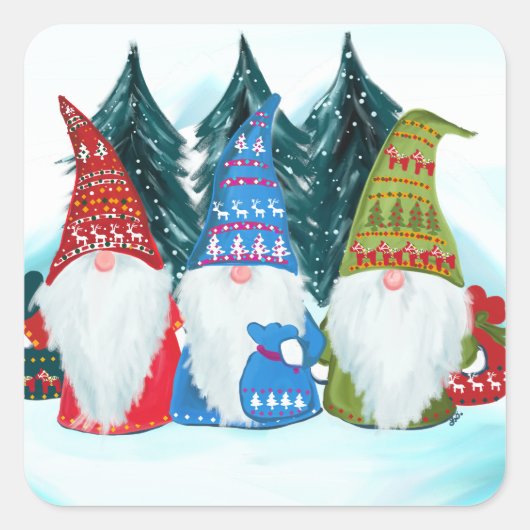 Gnomes Quadratischer Aufkleber (Vorderseite)