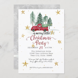 Gnomes Red Farm Truck Merry Little Christmas Party Feiertagskarte