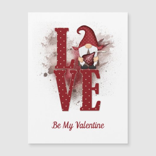 Gnomes Red Liebe Niedlich Valentinstag Magnetkarte (Vorderseite)
