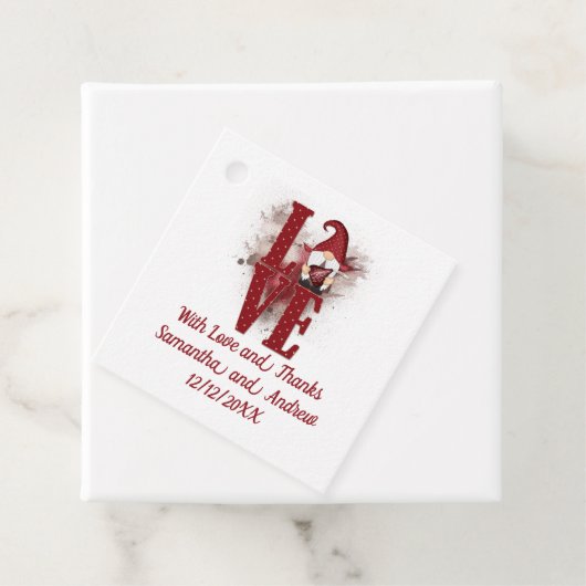 Gnomes Red Liebe Niedlich Wedding Geschenkanhänger (Beispiel)