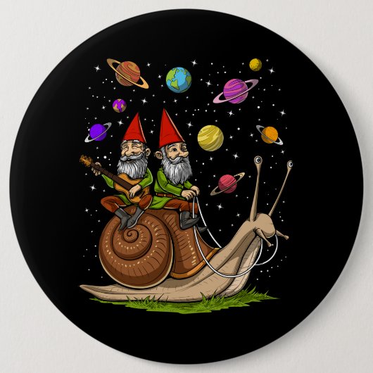 Gnomes Riding Snail Button (Vorderseite)