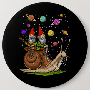 Gnomes Riding Snail Button
